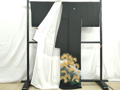 平和屋着物■豪華黒留袖　作家物　駒刺繍　松鶴千寿　暈し染め　金彩　正絹　逸品　DABH8782qa