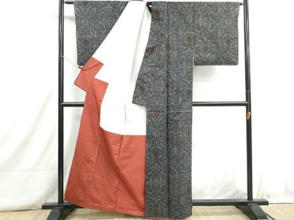 平和屋着物■本場大島紬　7マルキ　更紗花文　正絹　逸品　DABH8785qa