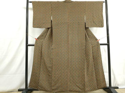 平和屋着物■上質な小紋　花唐草文　鬼しぼ縮緬　正絹　逸品　DABH8796qa