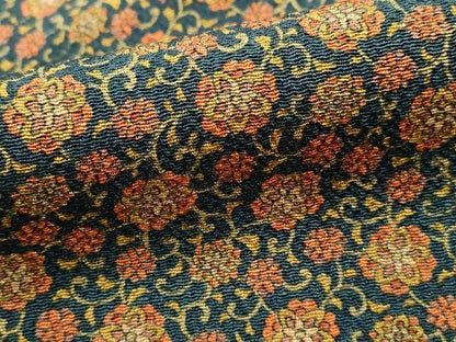 平和屋着物■上質な小紋　花唐草文　鬼しぼ縮緬　正絹　逸品　DABH8796qa