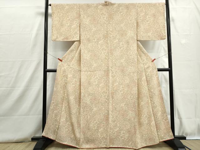 平和屋着物■上質な小紋　更紗花蝶丸文　正絹　逸品　DABH8798qa