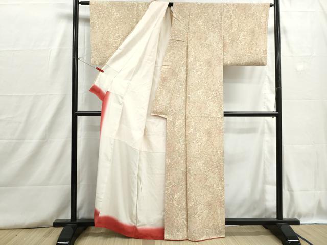 平和屋着物■上質な小紋　更紗花蝶丸文　正絹　逸品　DABH8798qa