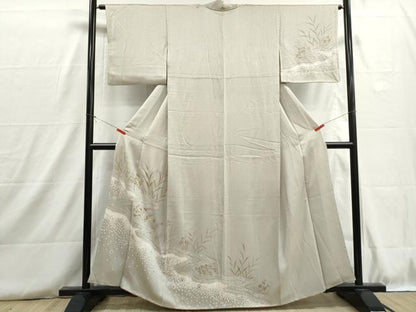 平和屋着物■訪問着　絞り　草花文　流水草花文　金彩　正絹　逸品　DABH8800qa