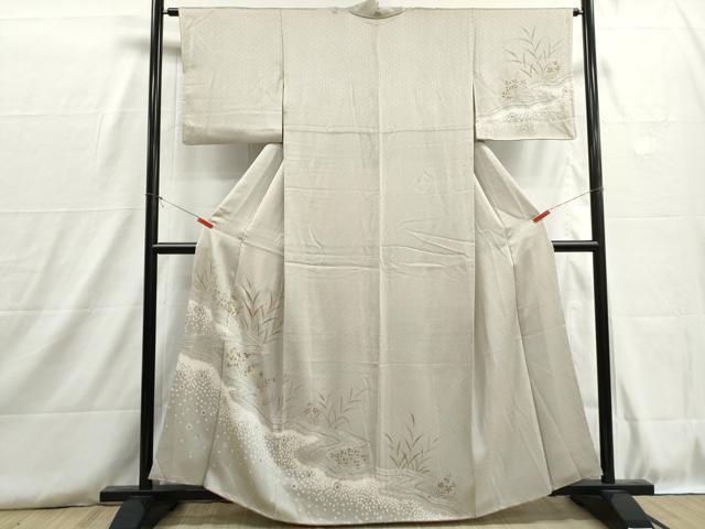 平和屋着物■訪問着　絞り　草花文　流水草花文　金彩　正絹　逸品　DABH8800qa