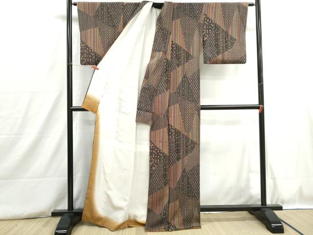 平和屋着物■上質な小紋　切嵌花間道　正絹　逸品　DABH8802qa
