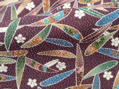 平和屋着物■上質な小紋　葉尽くし花文　金彩　鬼しぼ縮緬　正絹　逸品　DABH8804qa