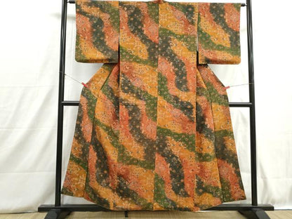 平和屋着物■上質な小紋　向かい鳥花文　正絹　逸品　DABH8806qa