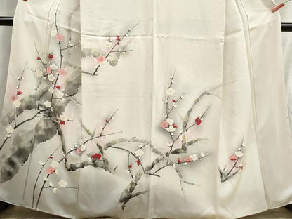 平和屋着物■訪問着　手描き　枝梅文　暈し染め　正絹　逸品　DABH8809qa