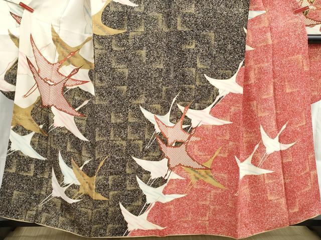 平和屋着物■豪華振袖　霞群鶴文　暈し染め　金銀彩　正絹　逸品　DABH8811qa