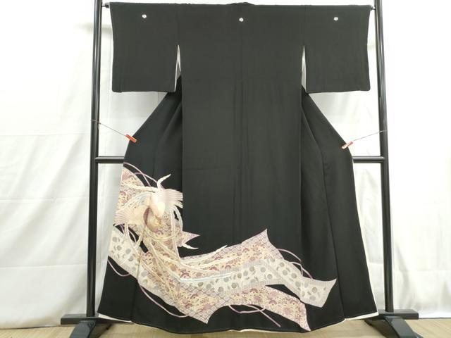 平和屋着物■豪華黒留袖　刺繍　鳳凰花文　金銀糸　正絹　逸品　DABH8815qa