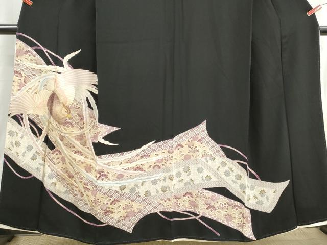 平和屋着物■豪華黒留袖　刺繍　鳳凰花文　金銀糸　正絹　逸品　DABH8815qa