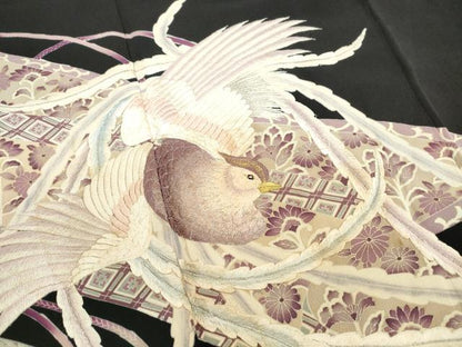 平和屋着物■豪華黒留袖　刺繍　鳳凰花文　金銀糸　正絹　逸品　DABH8815qa