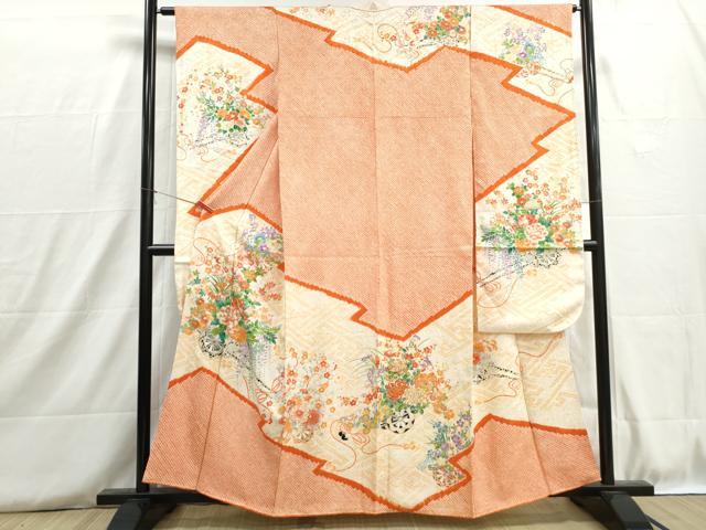 平和屋着物■豪華振袖　駒刺繍　絞り　花車文　牡丹　金彩　正絹　逸品　DABH8817qa