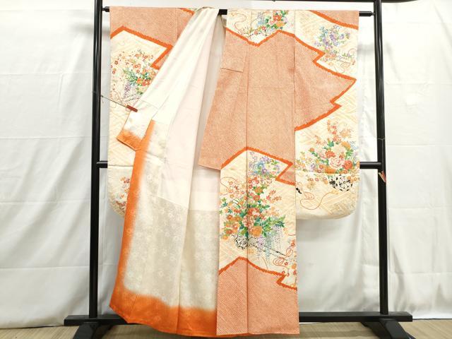 平和屋着物■豪華振袖　駒刺繍　絞り　花車文　牡丹　金彩　正絹　逸品　DABH8817qa