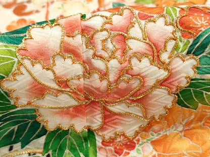 平和屋着物■豪華振袖　駒刺繍　絞り　花車文　牡丹　金彩　正絹　逸品　DABH8817qa