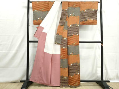 平和屋着物■日本のきもの研究家　三田村環　小紋　立涌枝梅文　金彩　正絹　逸品　DABH8818qa