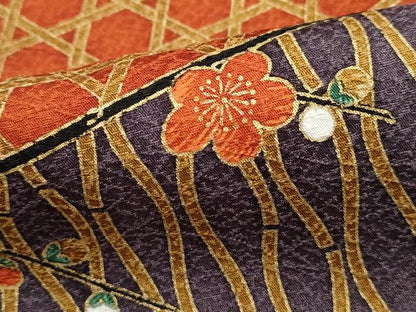平和屋着物■日本のきもの研究家　三田村環　小紋　立涌枝梅文　金彩　正絹　逸品　DABH8818qa