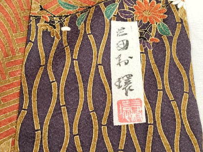 平和屋着物■日本のきもの研究家　三田村環　小紋　立涌枝梅文　金彩　正絹　逸品　DABH8818qa
