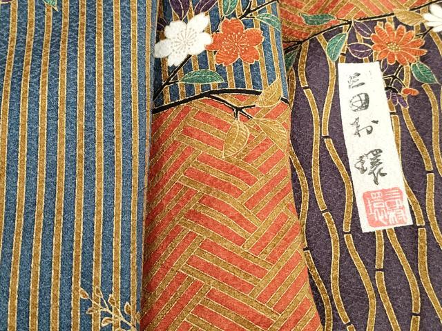 平和屋着物■日本のきもの研究家　三田村環　小紋　立涌枝梅文　金彩　正絹　逸品　DABH8818qa