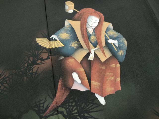 平和屋着物■豪華黒留袖　作家物　歌舞伎　枝葉シルエット　金彩　正絹　逸品　DABH8822qa