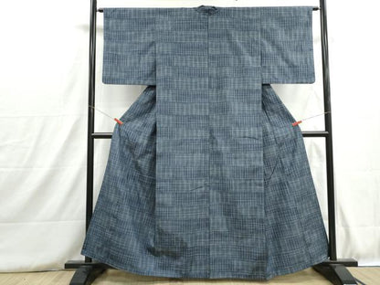 平和屋着物■上質な紬　格子文　正絹　逸品　DABH8823qa