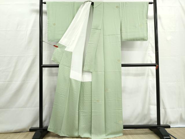 平和屋着物■上質な小紋　草花丸文　銀通し地　金糸　正絹　逸品　DABH8826qa