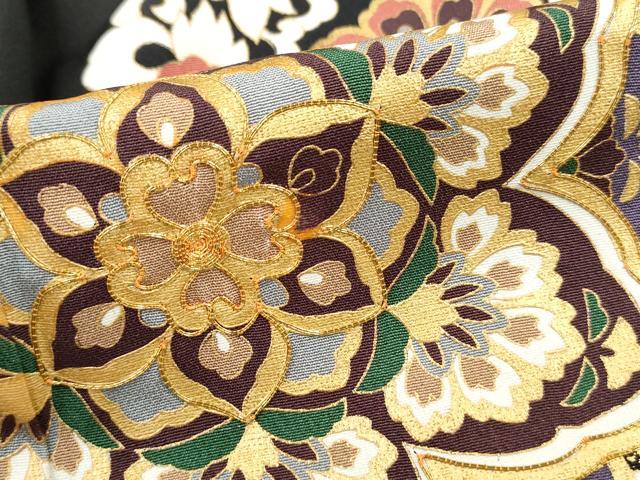 平和屋着物■豪華黒留袖　駒刺繍　横段正倉院花文　金彩　正絹　逸品　DABH8834qa