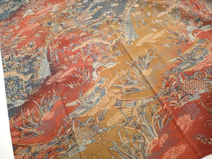 平和屋着物■訪問着　風景花文　舟　暈し染め　鬼しぼ縮緬　正絹　逸品　DABH8836qa
