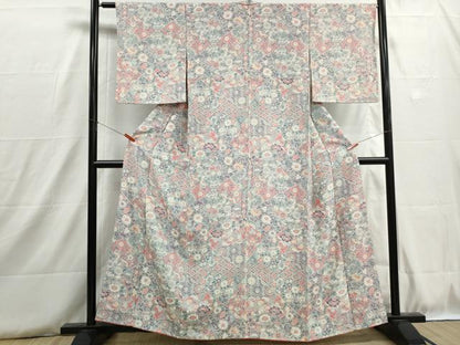 平和屋着物■上質な小紋　切嵌花鳥文　正絹　逸品　DABH8840qa