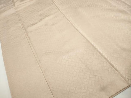 平和屋着物■上質な色無地　檜垣地紋　練色　正絹　逸品　DABH8841qa