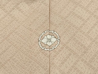 平和屋着物■上質な色無地　檜垣地紋　練色　正絹　逸品　DABH8841qa