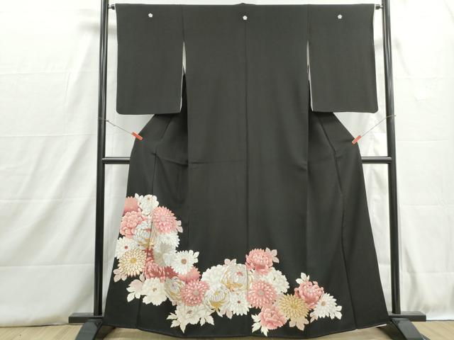 平和屋着物■上質な色無地　刺繍　菊尽くし　乱菊　金銀糸　正絹　逸品　DABH8842qa