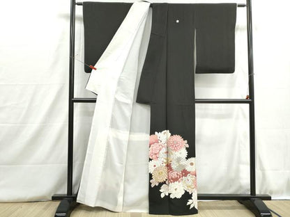 平和屋着物■上質な色無地　刺繍　菊尽くし　乱菊　金銀糸　正絹　逸品　DABH8842qa
