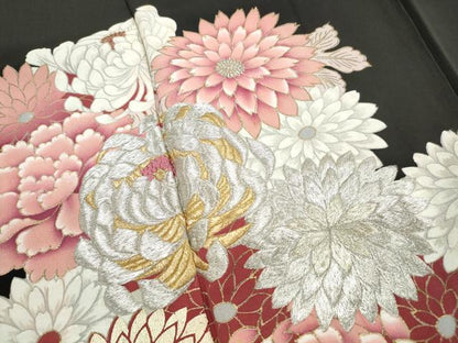 平和屋着物■上質な色無地　刺繍　菊尽くし　乱菊　金銀糸　正絹　逸品　DABH8842qa