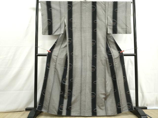 平和屋着物■上質な紬　抽象間道　正絹　逸品　DABH8845qa