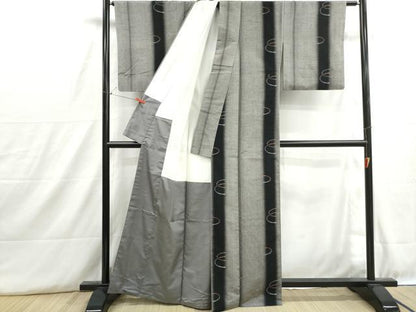 平和屋着物■上質な紬　抽象間道　正絹　逸品　DABH8845qa