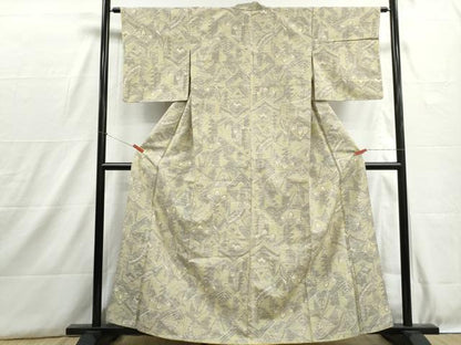 平和屋着物■上質な紬　抽象笹葉文　正絹　逸品　DABH8848qa
