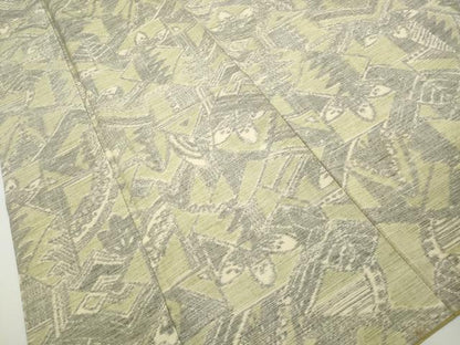 平和屋着物■上質な紬　抽象笹葉文　正絹　逸品　DABH8848qa
