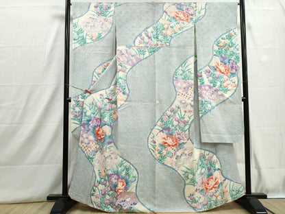 平和屋着物■豪華振袖　絞り　地紙花文　牡丹　正絹　逸品　DABH8852qa