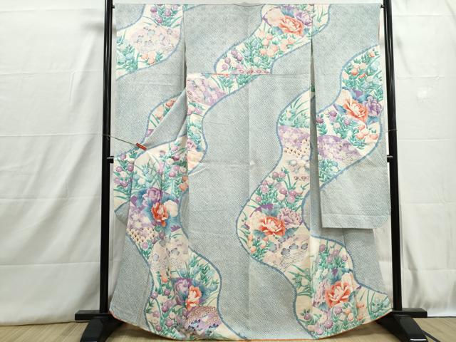 平和屋着物■豪華振袖　絞り　地紙花文　牡丹　正絹　逸品　DABH8852qa