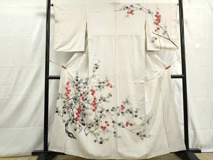平和屋着物■訪問着　刺繍　枝梅文　正絹　逸品　DABH8857qa