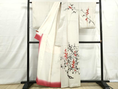 平和屋着物■訪問着　刺繍　枝梅文　正絹　逸品　DABH8857qa