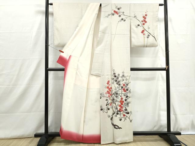 平和屋着物■訪問着　刺繍　枝梅文　正絹　逸品　DABH8857qa