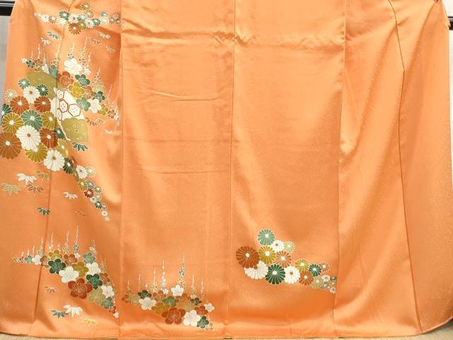 平和屋着物■訪問着　刺繍　地紙笹花文　金彩　正絹　逸品　DABH8858qa