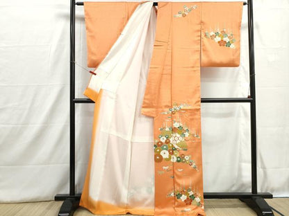 平和屋着物■訪問着　刺繍　地紙笹花文　金彩　正絹　逸品　DABH8858qa