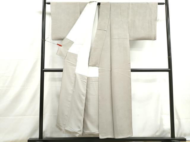平和屋着物■本加賀友禅作家　押田正義　色無地　霞地紋　薄梅鼠色　正絹　逸品　DABH8859qa