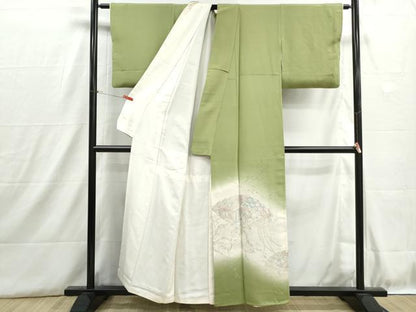 平和屋着物■豪華色留袖　寿光織　扇面御所車枝花文　暈し染め　金彩　正絹　逸品　DABH8863qa