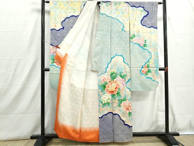 平和屋着物□豪華振袖 駒刺繍 花車文 牡丹 金彩 正絹 逸品 DABG4047qp 駒