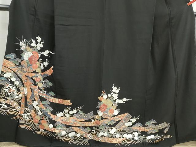 平和屋着物■豪華黒留袖　立波花籠文　宝尽くし　金彩　正絹　逸品　DABH8868qa