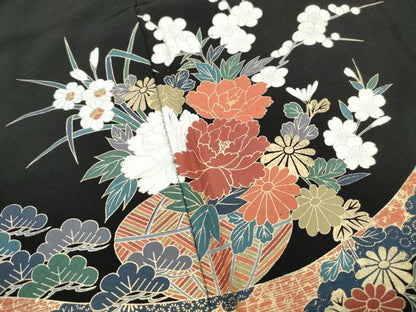 平和屋着物■豪華黒留袖　立波花籠文　宝尽くし　金彩　正絹　逸品　DABH8868qa